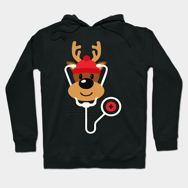 Cute Reindeer Nurse Christmas Hoodie by mrsmitful